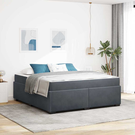 Bettgestell mit Matratze Dunkelgrau 180 x 200 cm Samt