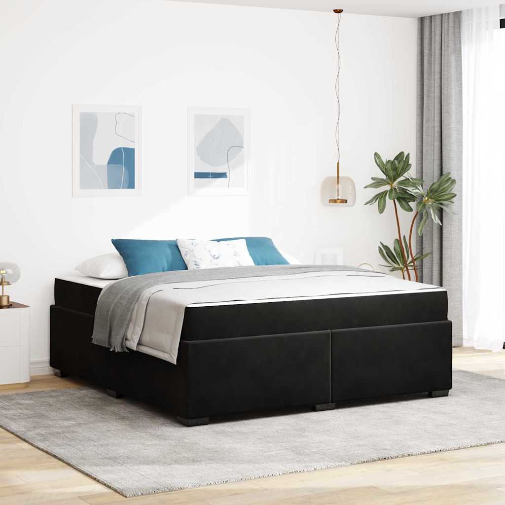 Bettgestell mit Matratze Schwarz 180 x 200 cm Samt