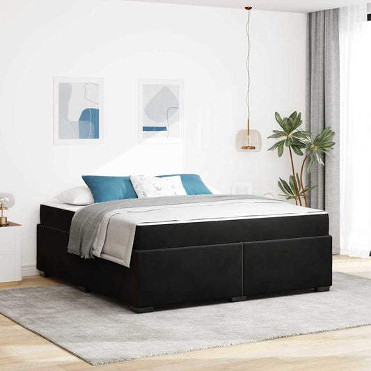 Bettgestell mit Matratze Schwarz 180 x 200 cm Samt