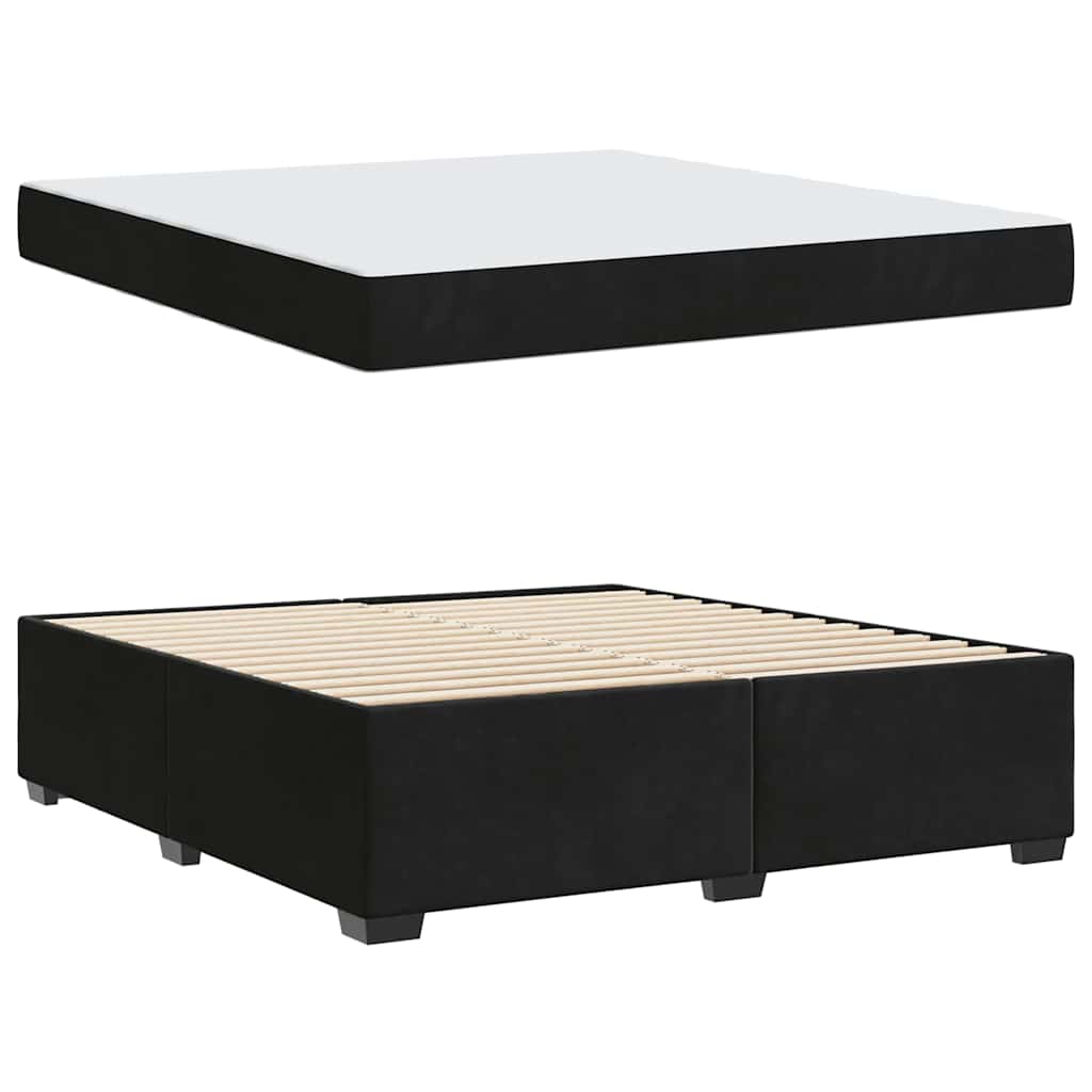 Bettgestell mit Matratze Schwarz 180 x 200 cm Samt