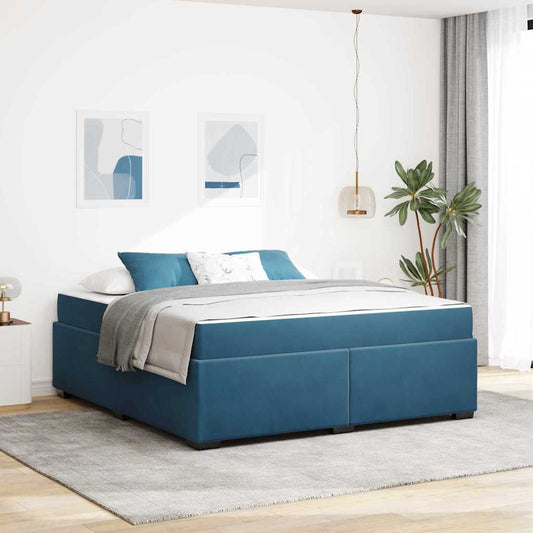 Bettgestell mit Matratze Dunkelblau 180 x 200 cm Samt