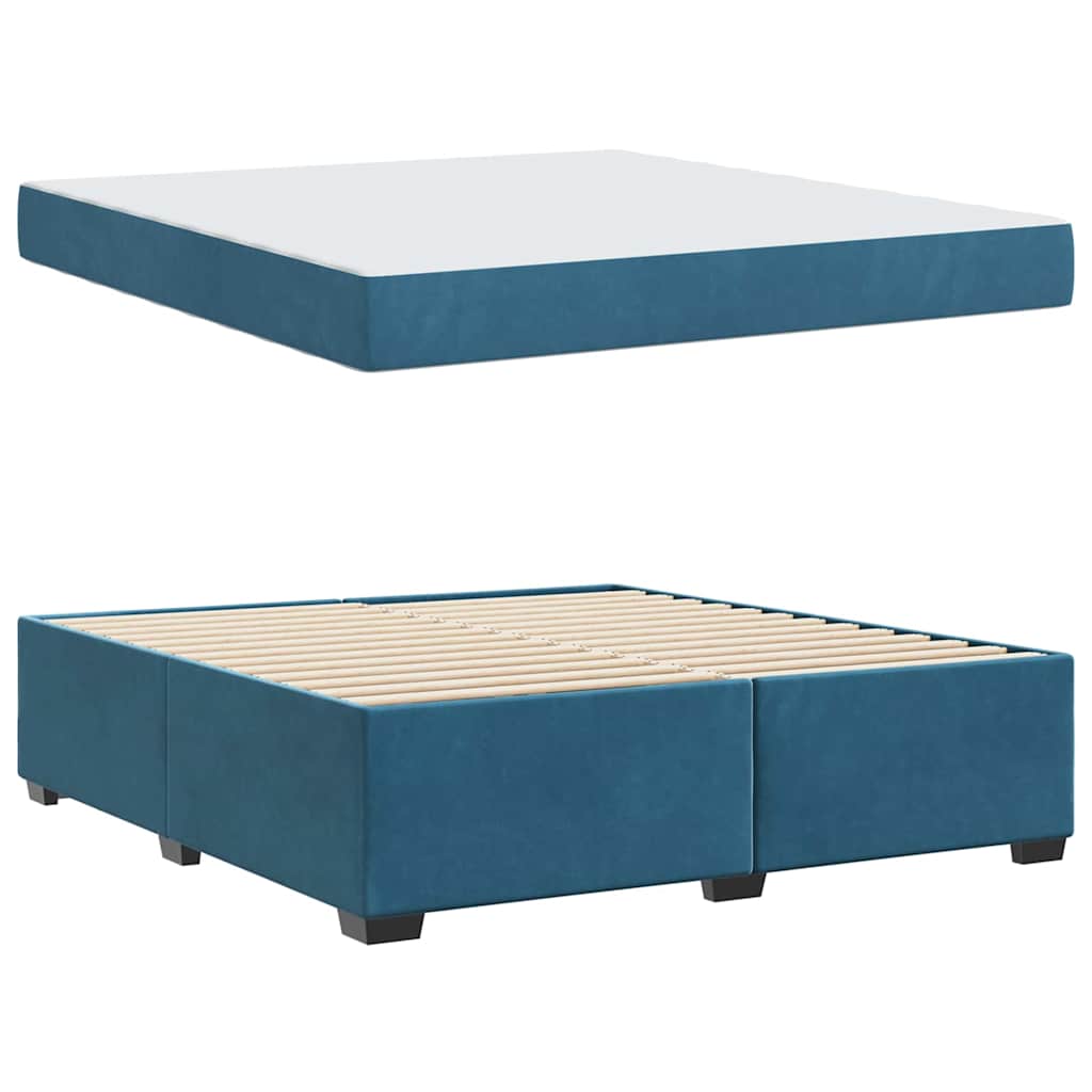 Bettgestell mit Matratze Dunkelblau 180 x 200 cm Samt