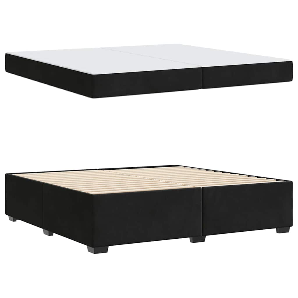 Bettgestell mit Matratze Schwarz 200 x 200 cm Samt