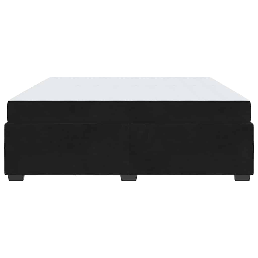 Bettgestell mit Matratze Schwarz 200 x 200 cm Samt