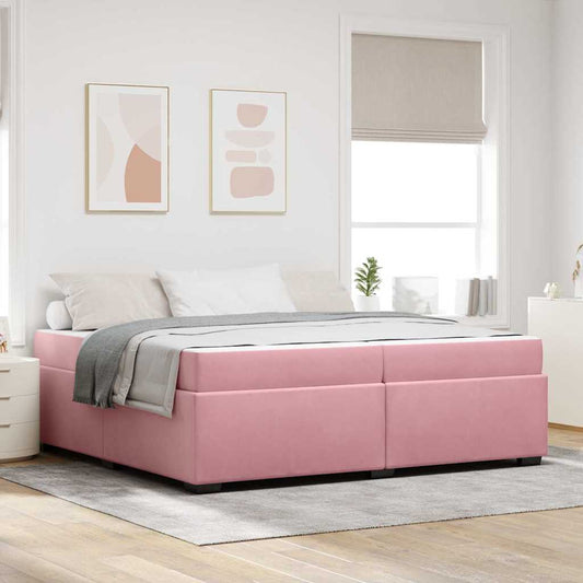 Bettgestell mit Matratze Rosa 200 x 200 cm Samt