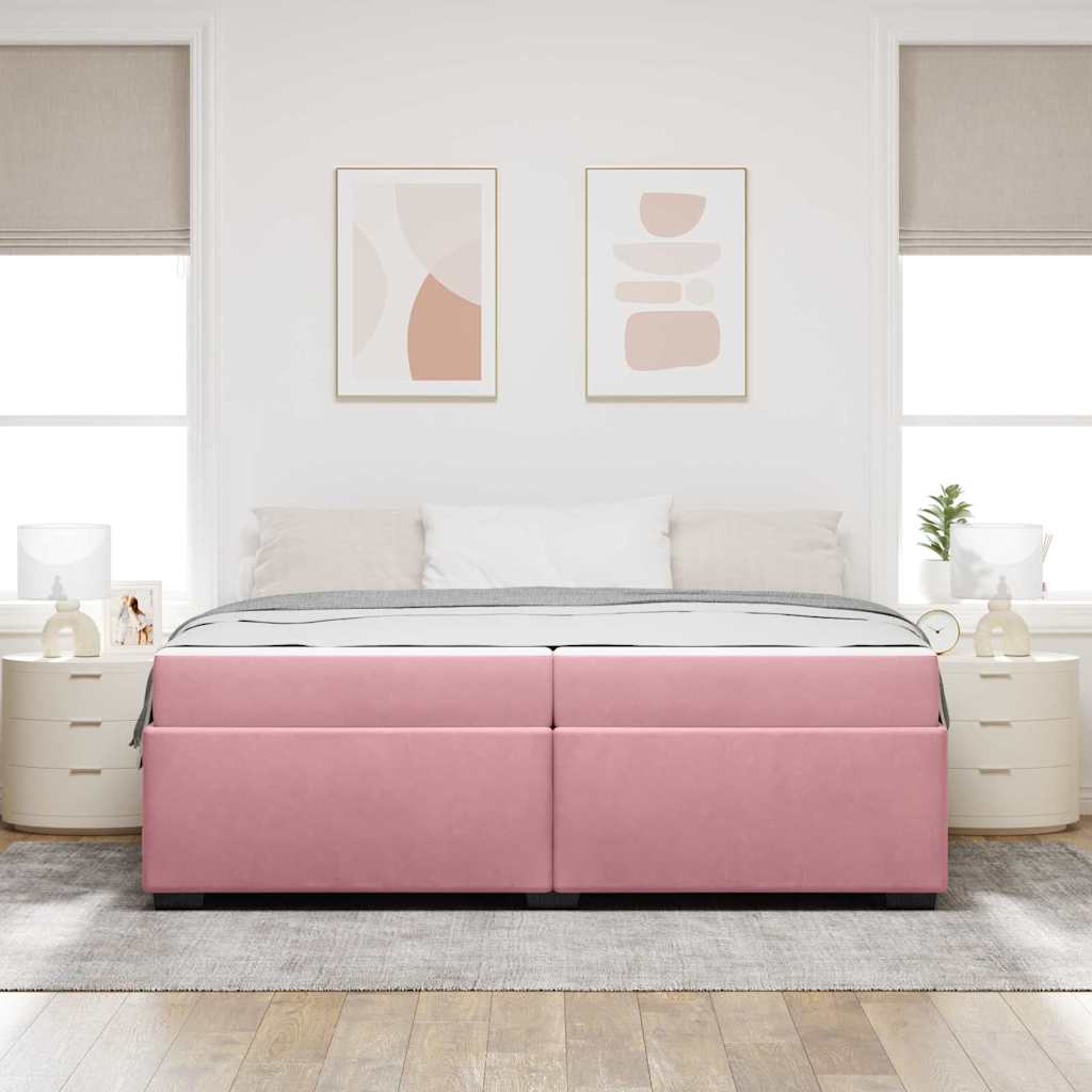 Bettgestell mit Matratze Rosa 200 x 200 cm Samt