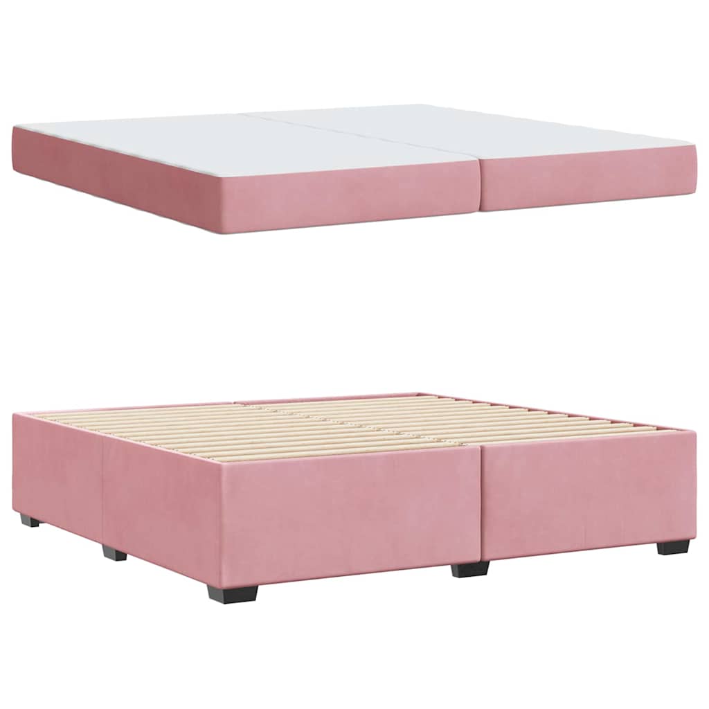 Bettgestell mit Matratze Rosa 200 x 200 cm Samt