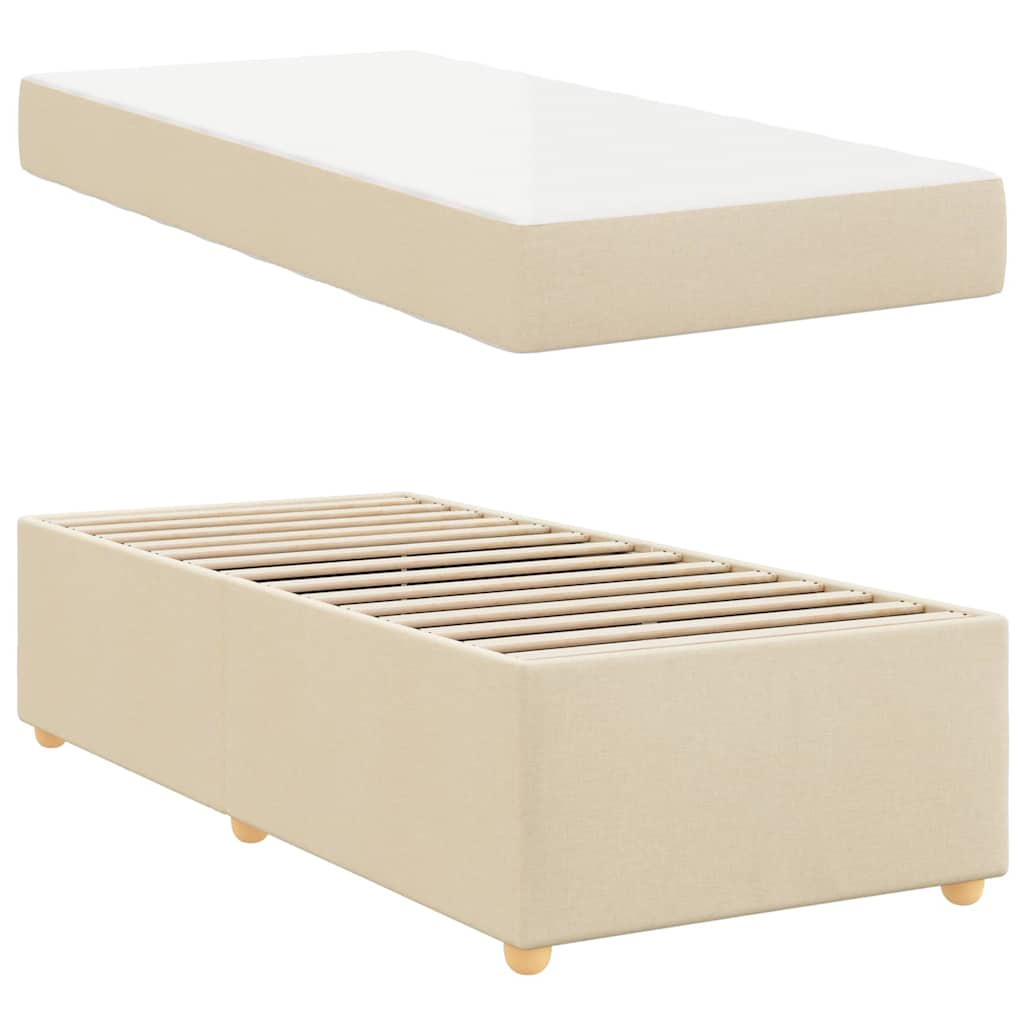 Bettgestell mit Matratze Creme 80 x 200 cm Stoff
