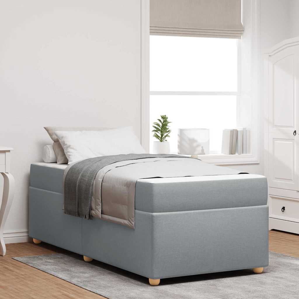 Bettgestell mit Matratze Hellgrau 90 x 190 cm Stoff