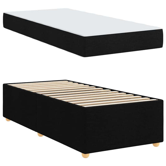 Bettgestell mit Matratze Schwarz 100 x 200 cm Stoff