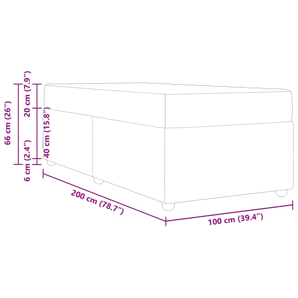 Bettgestell mit Matratze Schwarz 100 x 200 cm Stoff