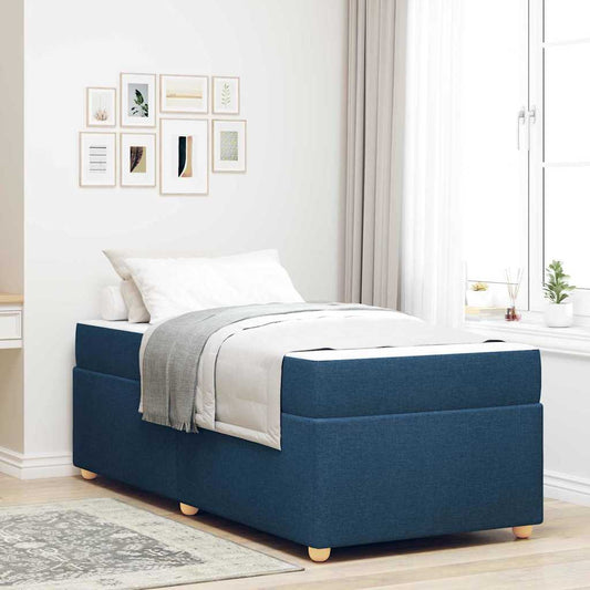 Bettgestell mit Matratze Blau 100 x 200 cm Stoff