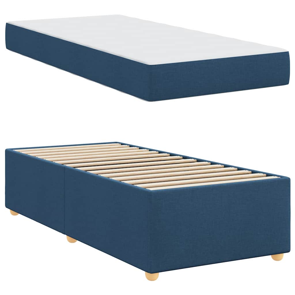 Bettgestell mit Matratze Blau 100 x 200 cm Stoff