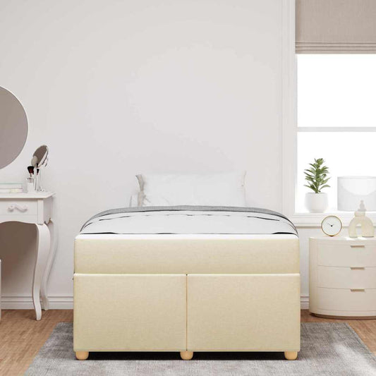 Bettgestell mit Matratze Creme 120 x 190 cm Stoff