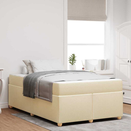 Bettgestell mit Matratze Creme 120 x 200 cm Stoff