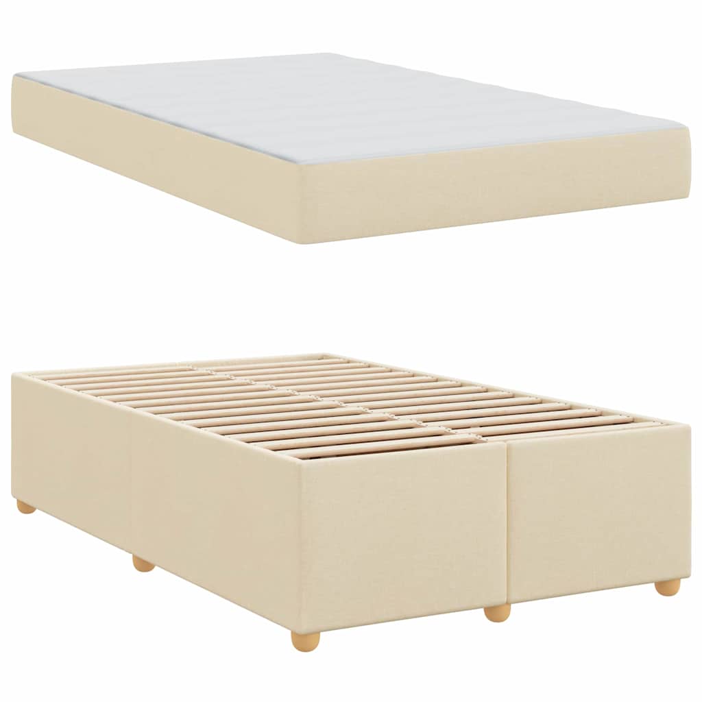 Bettgestell mit Matratze Creme 120 x 200 cm Stoff