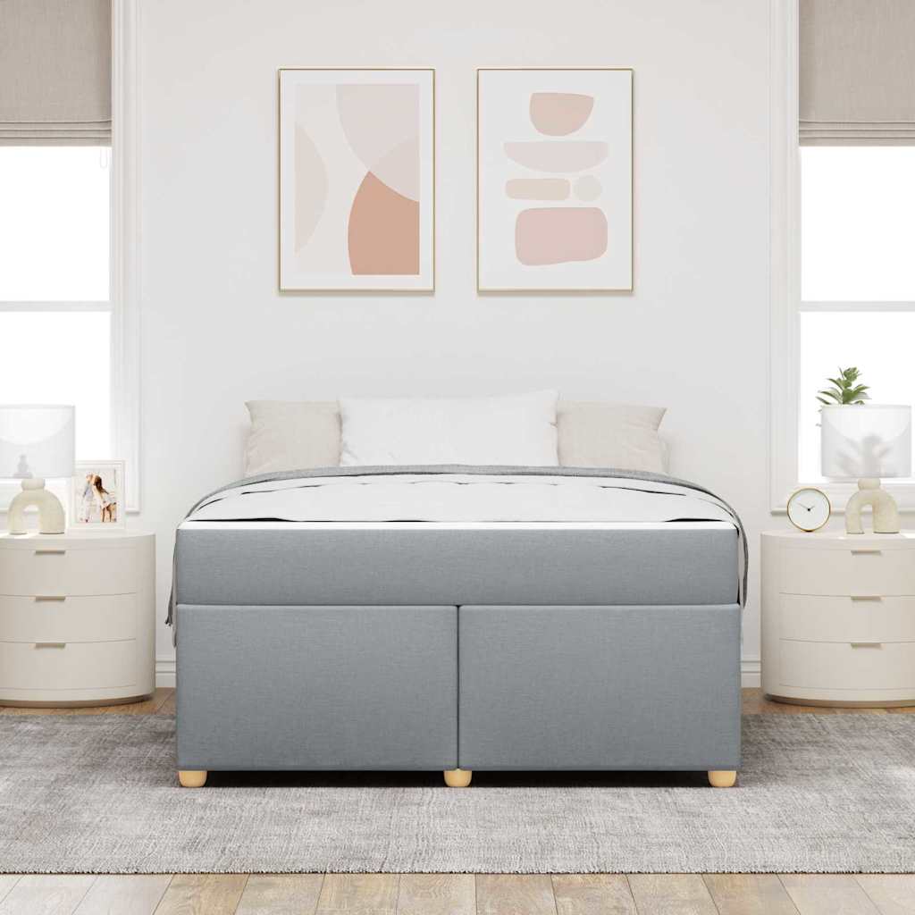 Bettgestell mit Matratze Hellgrau 140 x 200 cm Stoff