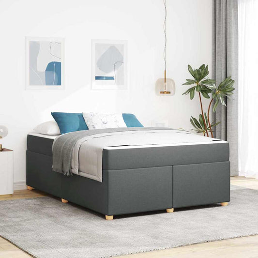 Bettgestell mit Matratze Dunkelgrau 140 x 200 cm Stoff