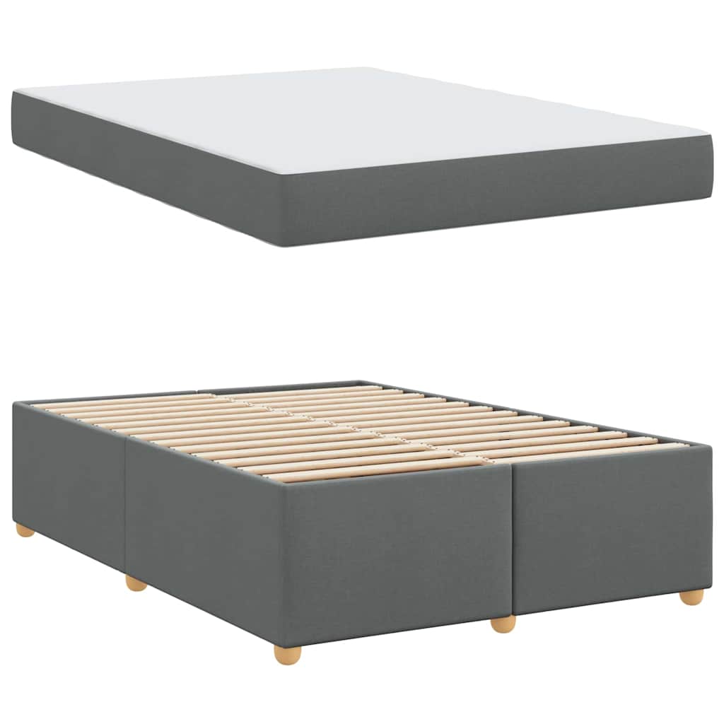 Bettgestell mit Matratze Dunkelgrau 140 x 200 cm Stoff