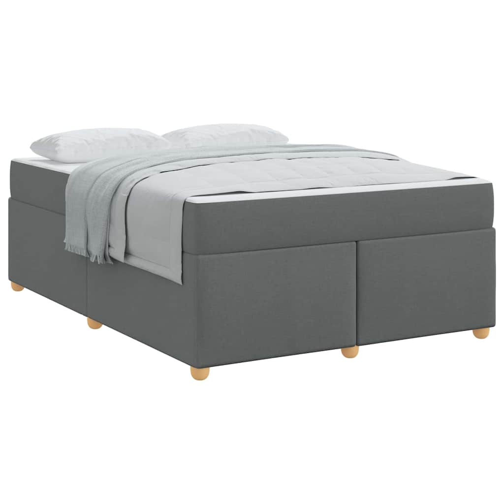 Bettgestell mit Matratze Dunkelgrau 140 x 200 cm Stoff