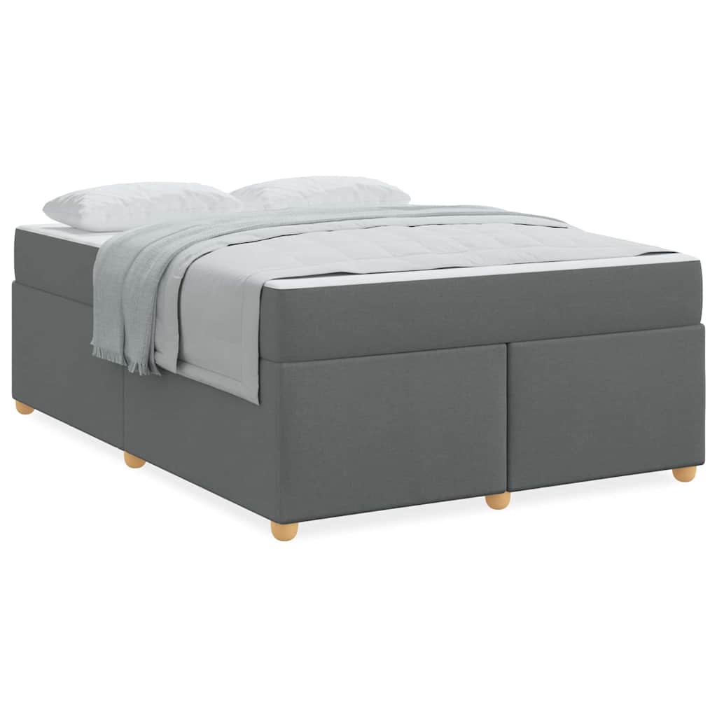 Bettgestell mit Matratze Dunkelgrau 140 x 200 cm Stoff