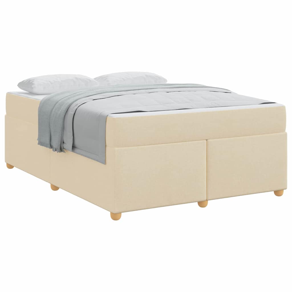 Bettgestell mit Matratze Creme 140 x 200 cm Stoff