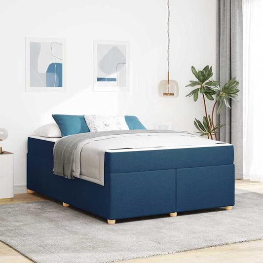 Bettgestell mit Matratze Blau 140 x 200 cm Stoff