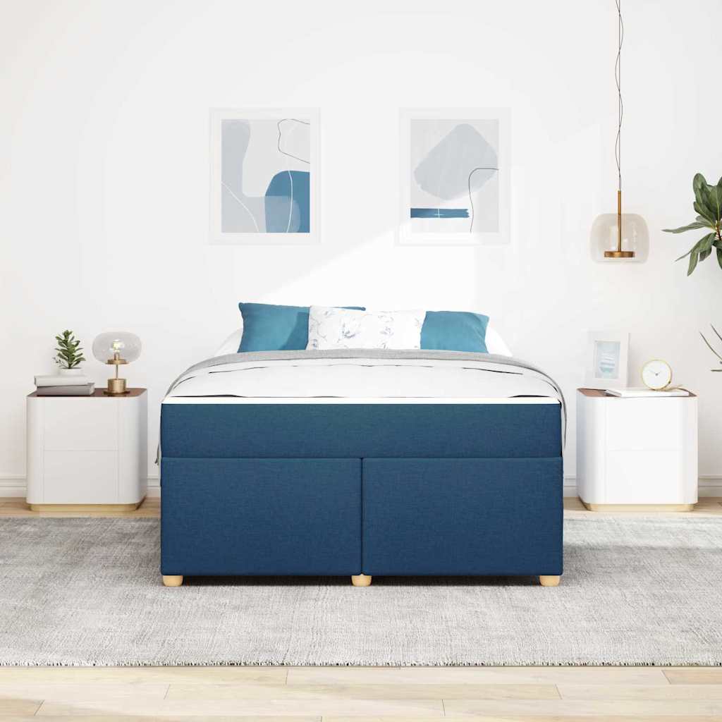 Bettgestell mit Matratze Blau 140 x 200 cm Stoff