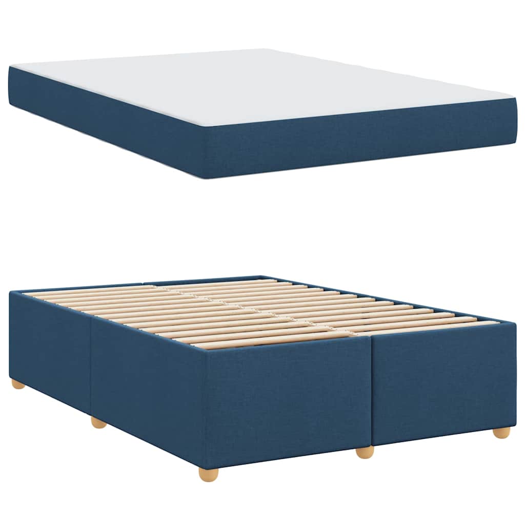 Bettgestell mit Matratze Blau 140 x 200 cm Stoff