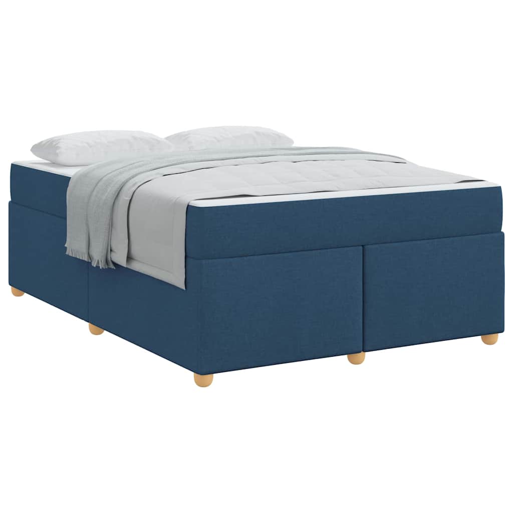 Bettgestell mit Matratze Blau 140 x 200 cm Stoff