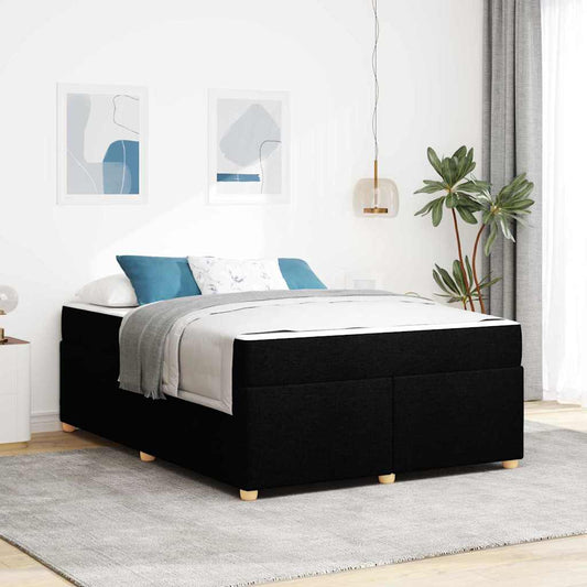 Bettgestell mit Matratze Schwarz 160 x 200 cm Stoff