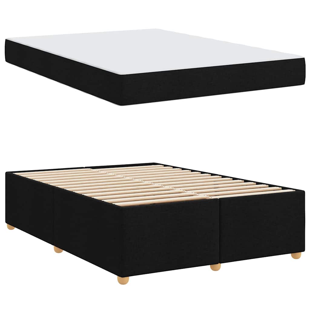 Bettgestell mit Matratze Schwarz 160 x 200 cm Stoff