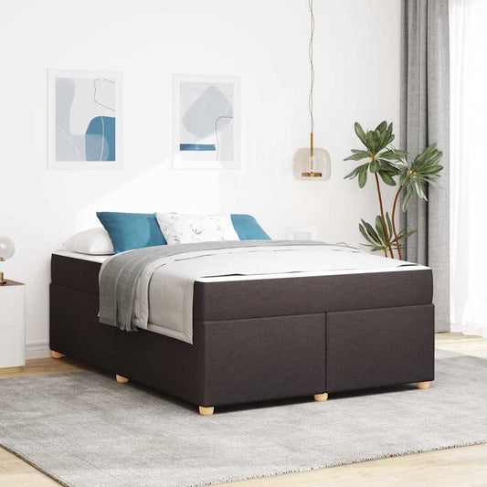 Bettgestell mit Matratze Dunkelbraun 160 x 200 cm Stoff