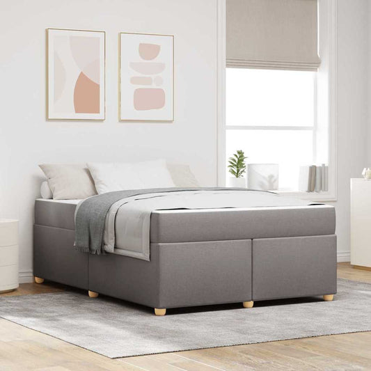 Bettgestell mit Matratze Taupe 160 x 200 cm Stoff