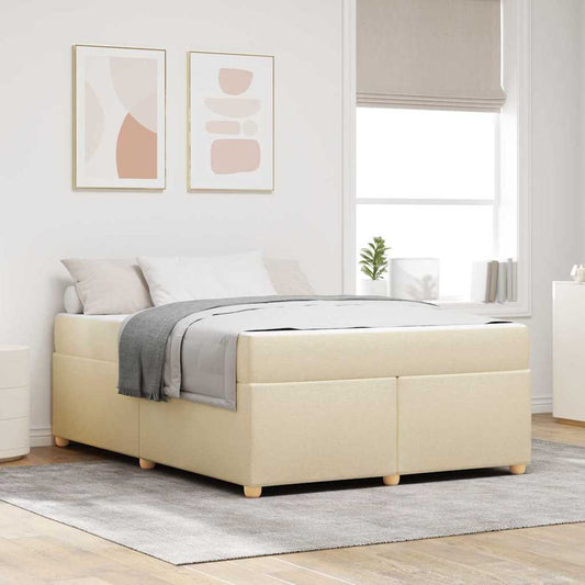 Bettgestell mit Matratze Creme 160 x 200 cm Stoff