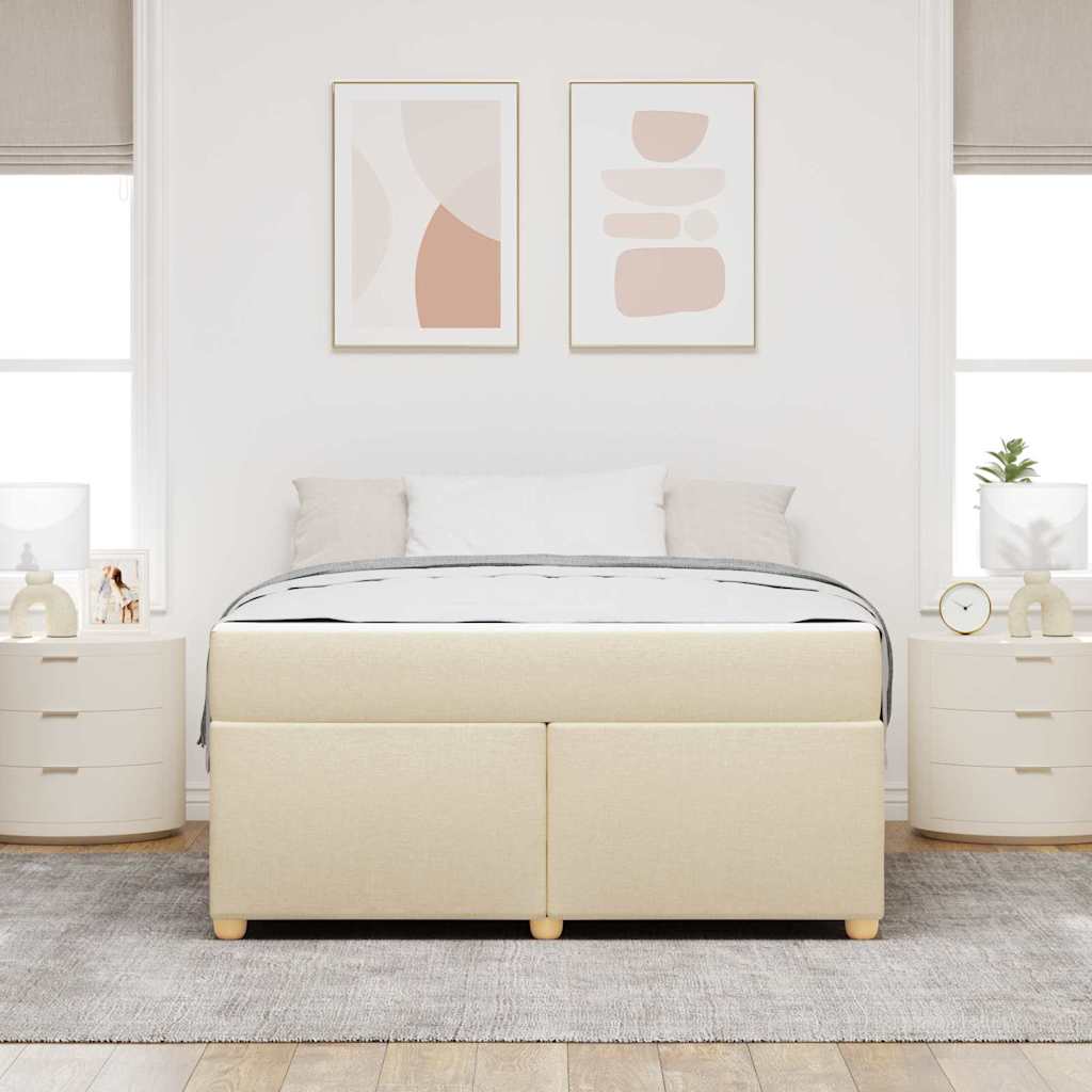 Bettgestell mit Matratze Creme 160 x 200 cm Stoff