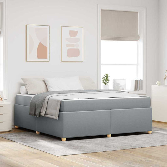 Bettgestell mit Matratze Hellgrau 180 x 200 cm Stoff