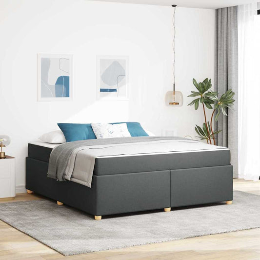 Bettgestell mit Matratze Dunkelgrau 180 x 200 cm Stoff