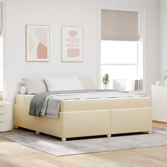 Bettgestell mit Matratze Creme 180 x 200 cm Stoff