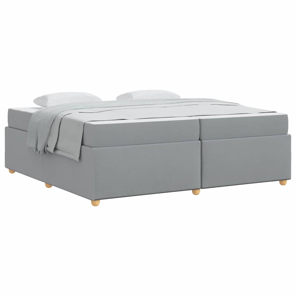 Bettgestell mit Matratze Hellgrau 200 x 200 cm Stoff