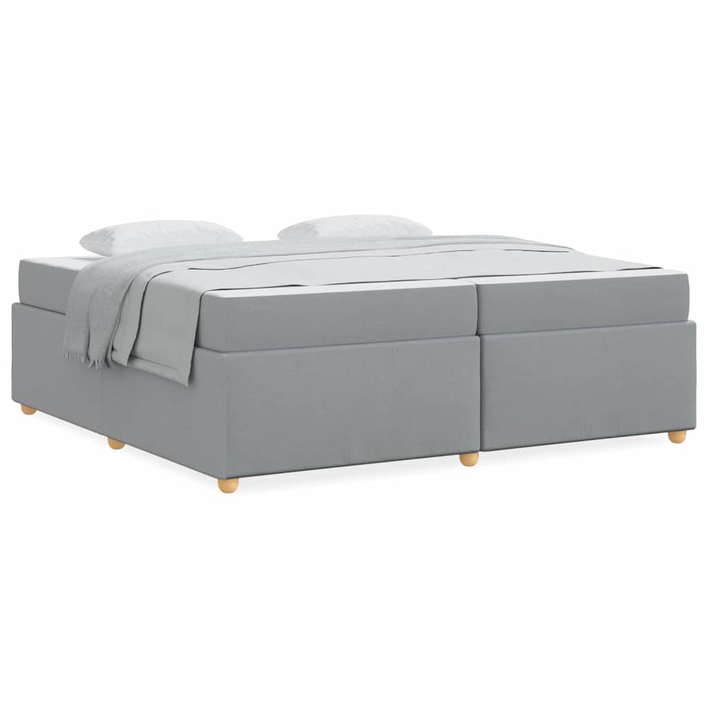 Bettgestell mit Matratze Hellgrau 200 x 200 cm Stoff