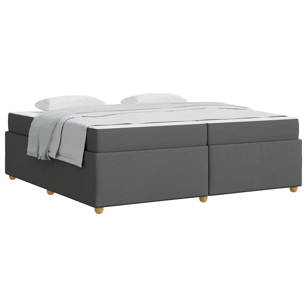 Bettgestell mit Matratze Dunkelgrau 200 x 200 cm Stoff