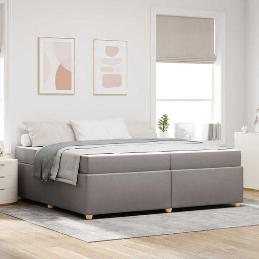 Bettgestell mit Matratze Taupe 200 x 200 cm Stoff