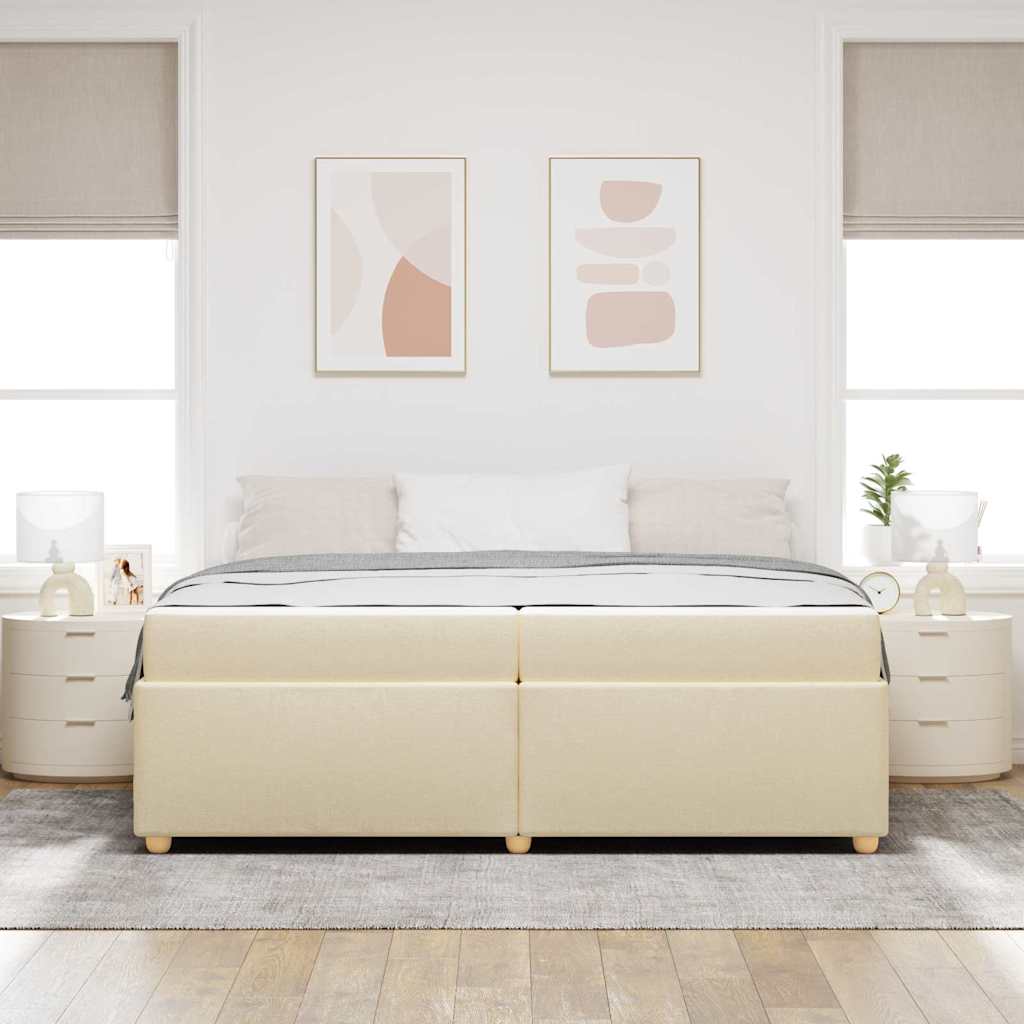 Bettgestell mit Matratze Creme 200 x 200 cm Stoff