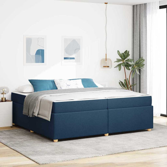 Bettgestell mit Matratze Blau 200 x 200 cm Stoff