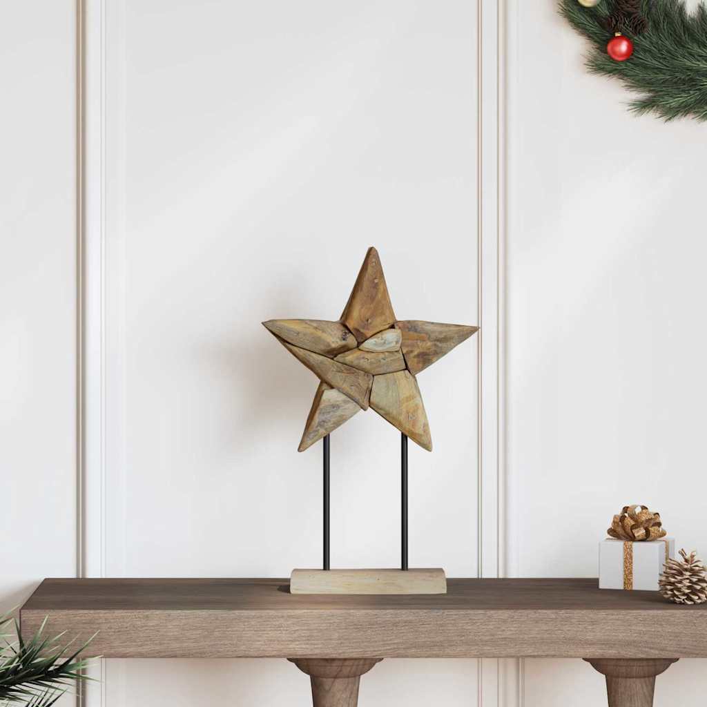 Weihnachtsstern LEDs Braun 31 x 15 x 46 cm Massivholz Teak