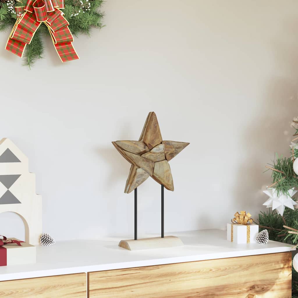 Weihnachtsstern LEDs Braun 31 x 15 x 46 cm Massivholz Teak