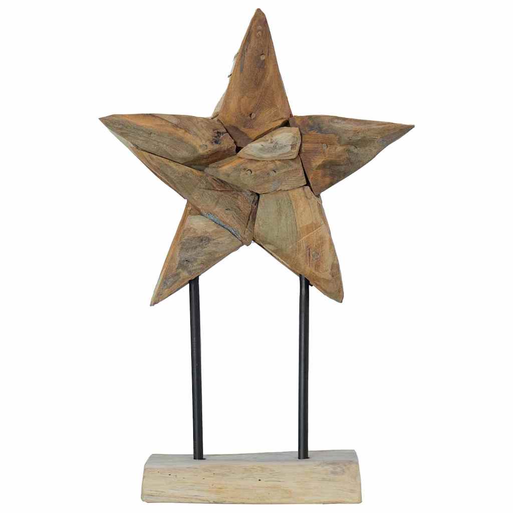 Weihnachtsstern LEDs Braun 31 x 15 x 46 cm Massivholz Teak