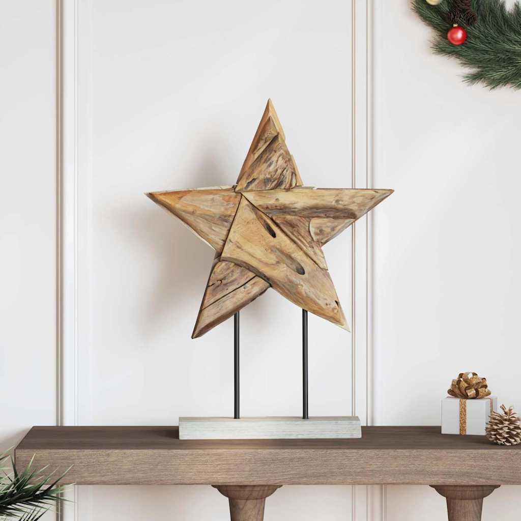 Weihnachtsstern LEDs Braun 43,5 x 13,5 x 59 cm Massivholz Teak