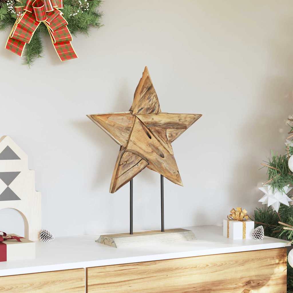 Weihnachtsstern LEDs Braun 43,5 x 13,5 x 59 cm Massivholz Teak
